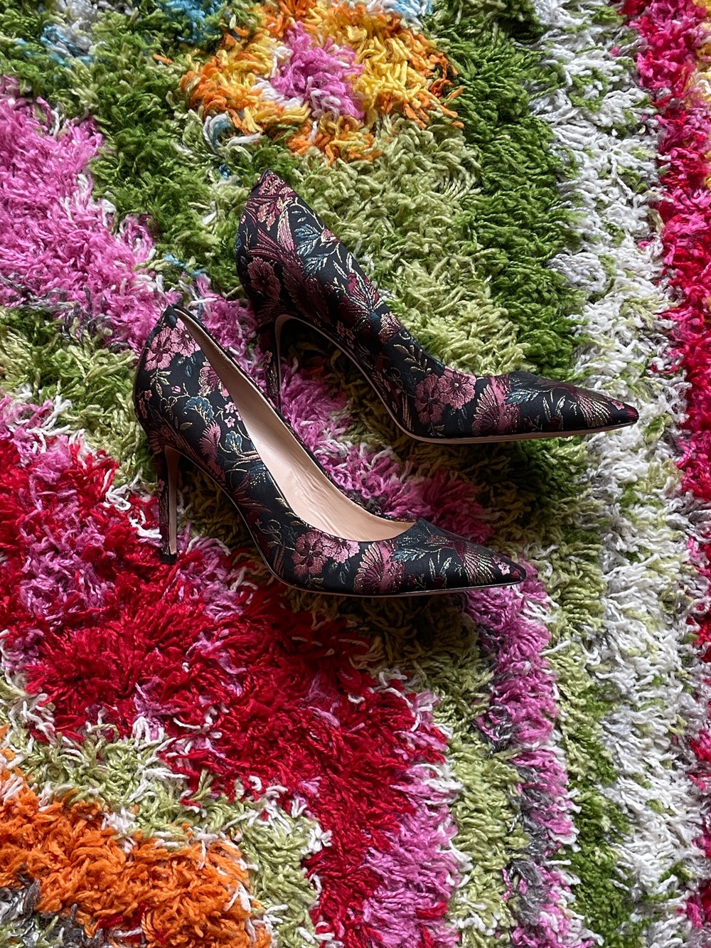 NWOT Sam Edelman Hazel Taper Toe Heeled Pump - Bird Print Fabric - Picture 3 of 14